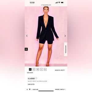 House of CB GABRI BLACK CREPE TAILORED BLAZER in a US L